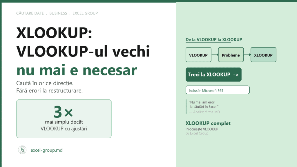 XLOOKUP vs VLOOKUP Excel — ghid complet pentru firme din Moldova — excel-group.md