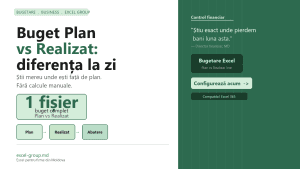 Bugetare în Excel: urmărești Plan vs Realizat și știi mereu unde ești față de obiectiv