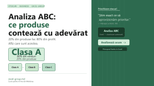 Analiza ABC în Excel: identifici produsele care generează 80% din venituri și le prioritizezi