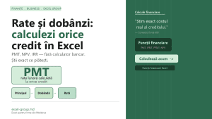 Rate și dobânzi în Excel: calculezi orice credit cu PMT și construiești tabelul de amortizare complet