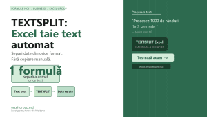 TEXTSPLIT, TEXTBEFORE, TEXTAFTER în Excel: procesezi text nestructurat fără formule complicate